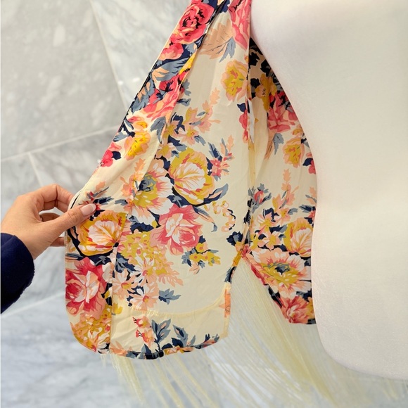 MIAMI for Francesca’s Boho Fringe Floral Kimono Open-Front Kimono Fringe Hem S - Picture 11 of 13